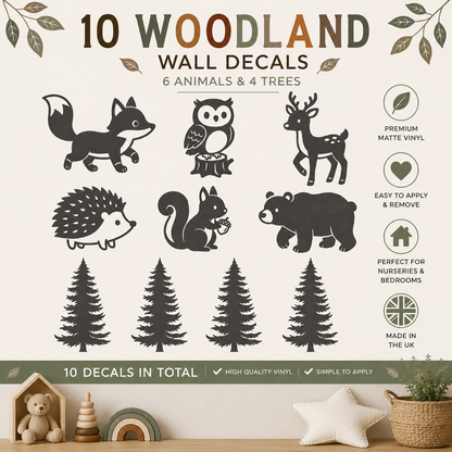 Woodland Animal Wall Decals for Kids Room | Forest Nursery Wall Stickers