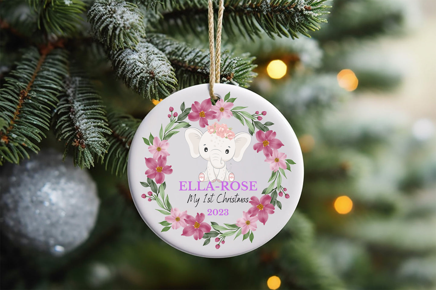 Personalised Baby's First Christmas Decoration, 1st First Christmas Baby Ornament 2025, Cute Christmas Bauble, Christmas Gift for Girl