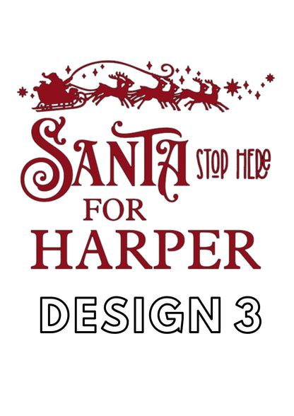 Personalised Christmas Wall Sticker, Santa Stop Here, Decoration Window Vinyl Names Kids