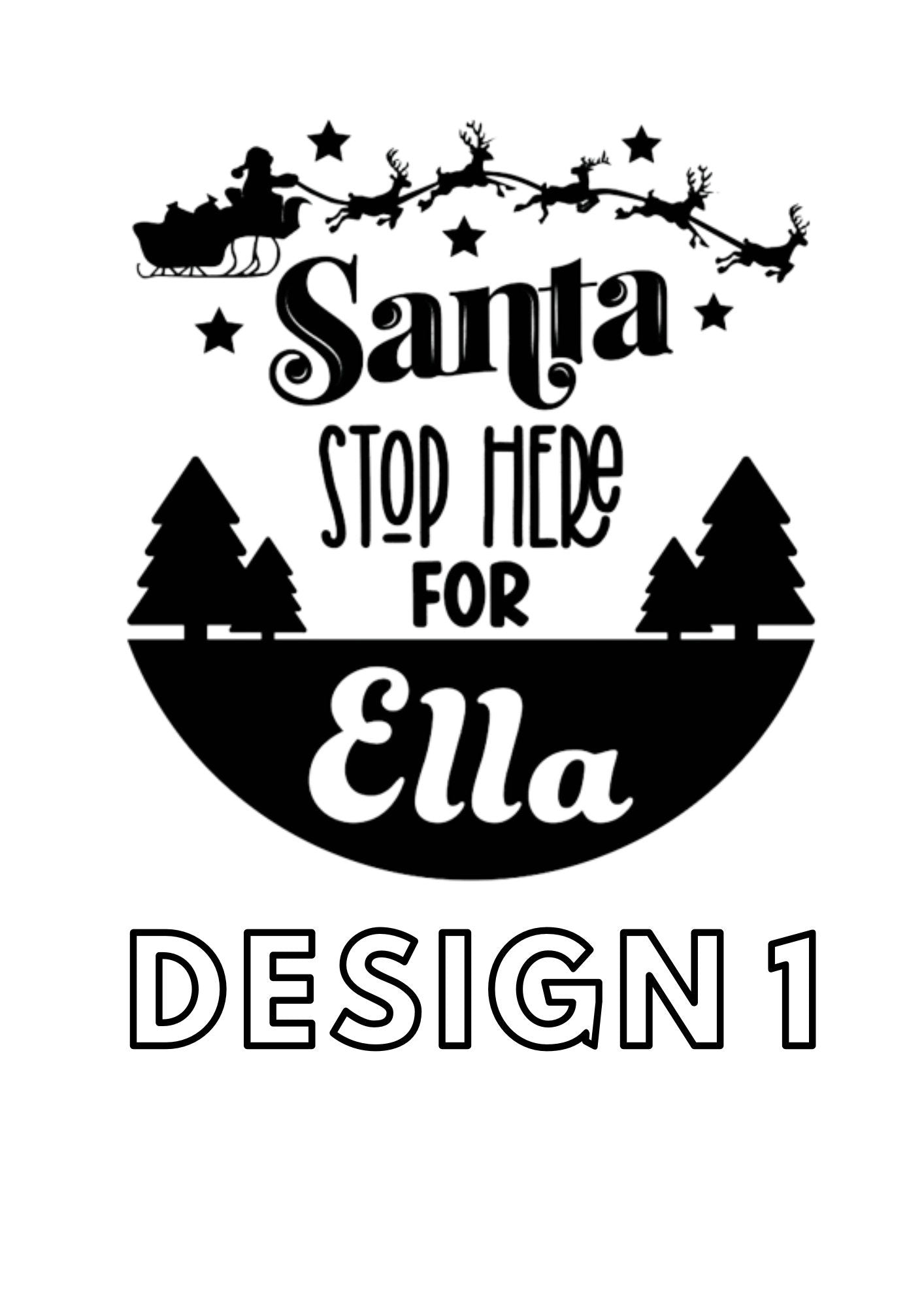 Personalised Christmas Wall Sticker, Santa Stop Here, Decoration Window Vinyl Names Kids