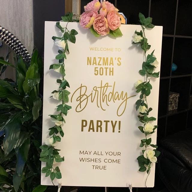 Custom Designed Birthday Party Vinyl Decal- Personalised with your Details - Choose Your Font, Colour and Size