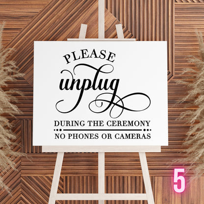Custom Designed Wedding Unplugged Ceremony Vinyl Decal- Personalised with your Details - Choose Your Font, Colour and Size