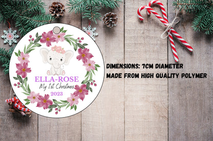 Personalised Baby's First Christmas Decoration, 1st First Christmas Baby Ornament 2025, Cute Christmas Bauble, Christmas Gift for Girl