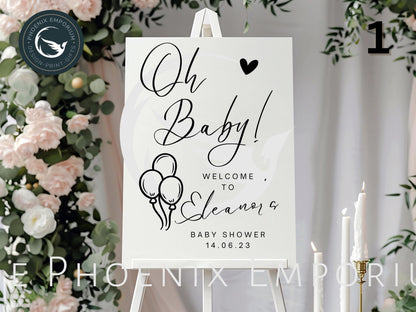 Custom Designed Baby Shower Vinyl Decal- Personalised with your Details - Choose Your Font, Colour and Size