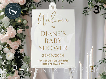 Custom Designed Baby Shower Vinyl Decal- Personalised with your Details - Choose Your Font, Colour and Size