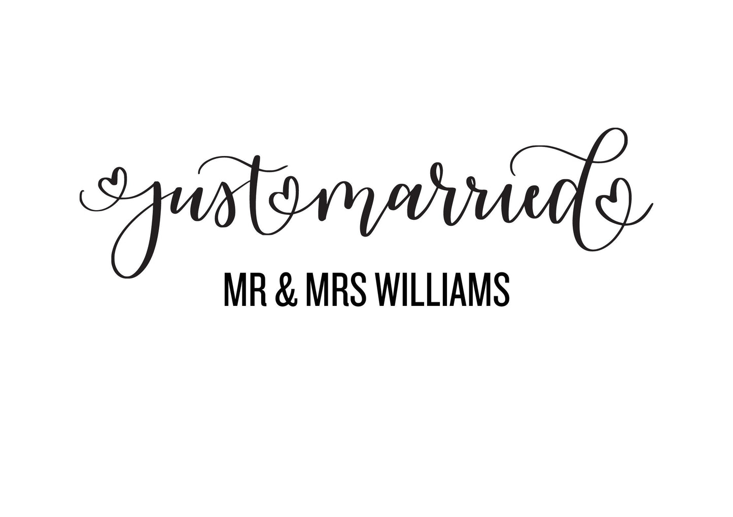 JUST MARRIED | Bridal Wedding Mr & Mrs | Removable Vinyl Decal Car Sticker