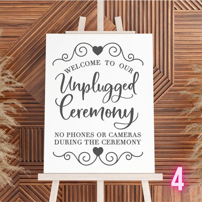 Custom Designed Wedding Unplugged Ceremony Vinyl Decal- Personalised with your Details - Choose Your Font, Colour and Size