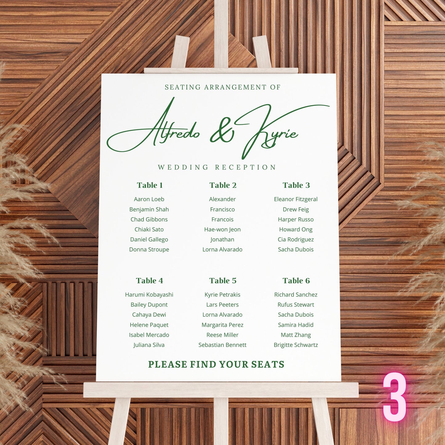 Custom Designed Wedding Seating Plan Vinyl Decal- Personalised with your Details - Choose Your Font, Colour and Size