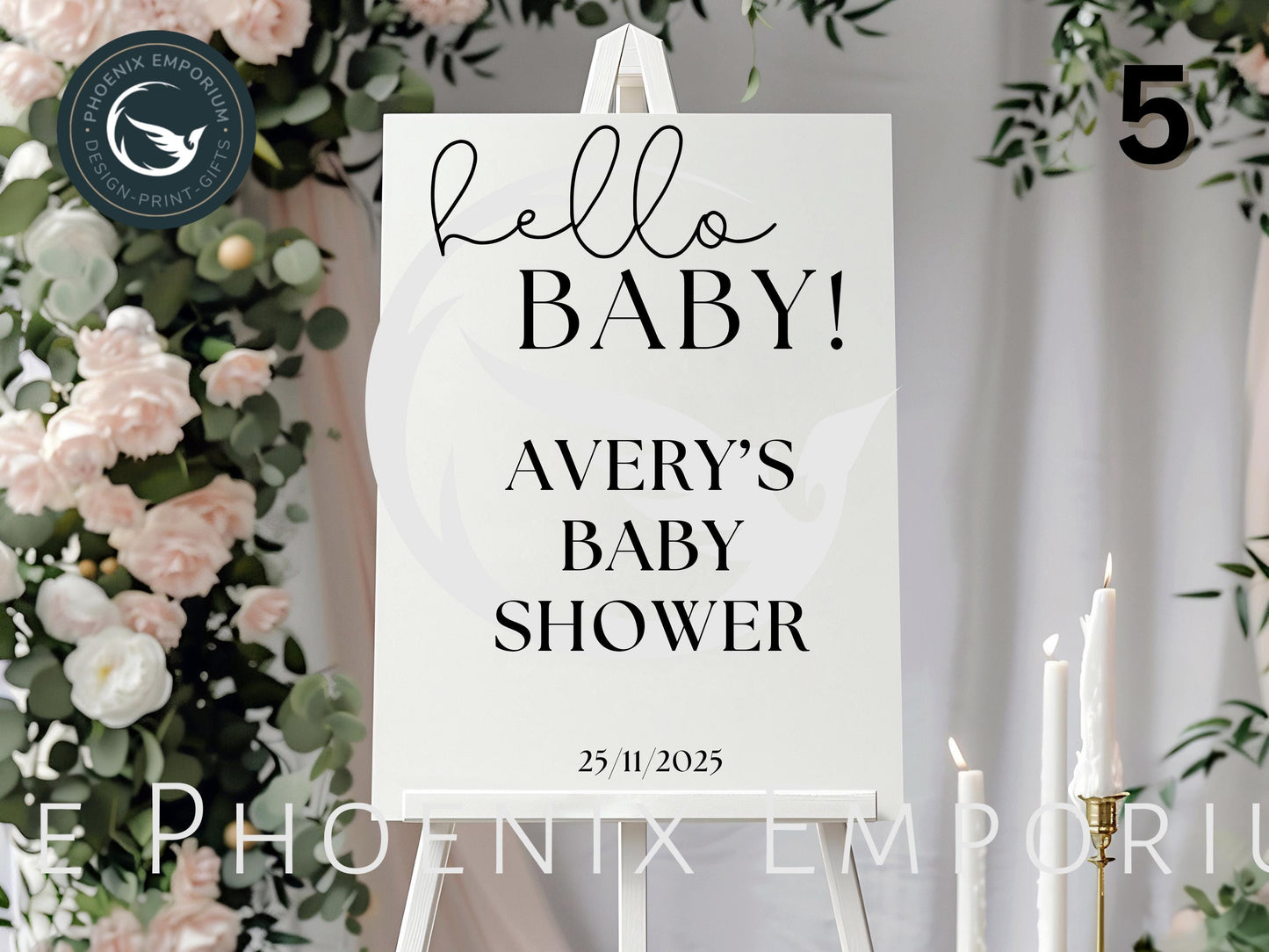 Custom Designed Baby Shower Vinyl Decal- Personalised with your Details - Choose Your Font, Colour and Size