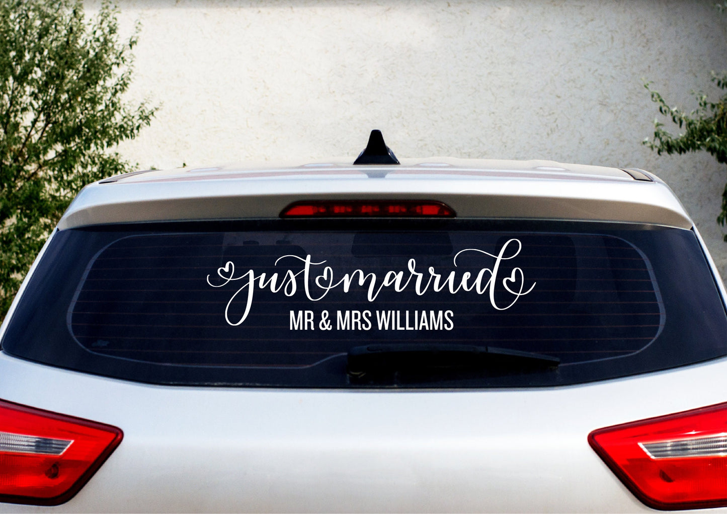 JUST MARRIED | Bridal Wedding Mr & Mrs | Removable Vinyl Decal Car Sticker