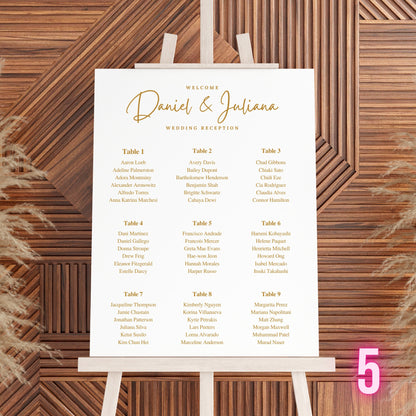 Custom Designed Wedding Seating Plan Vinyl Decal- Personalised with your Details - Choose Your Font, Colour and Size