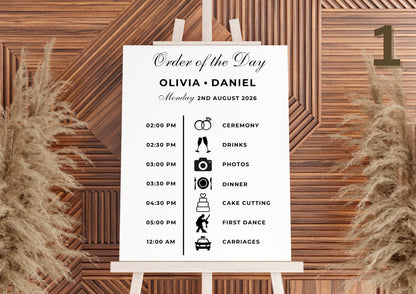 Custom Designed Wedding Timeline Order of the Day Plan Vinyl Decal- Personalised with your Details - Choose Your Font, Colour and Size