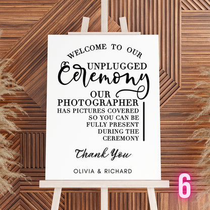 Custom Designed Wedding Unplugged Ceremony Vinyl Decal- Personalised with your Details - Choose Your Font, Colour and Size